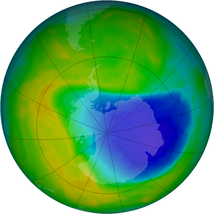 Antarctic ozone map for 30 October 2013